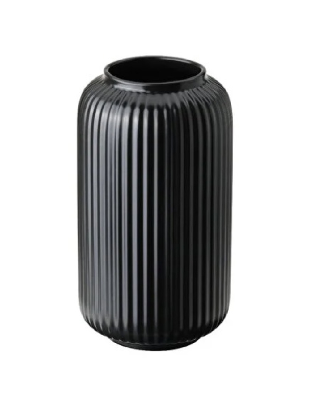 IKEA Black Ribbed Ceramic Vase